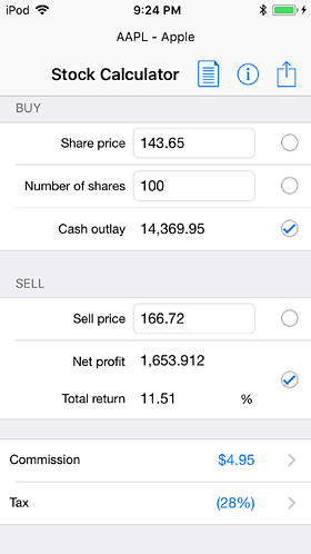 Stock Calculator is a share price and profit/loss calculator application.
